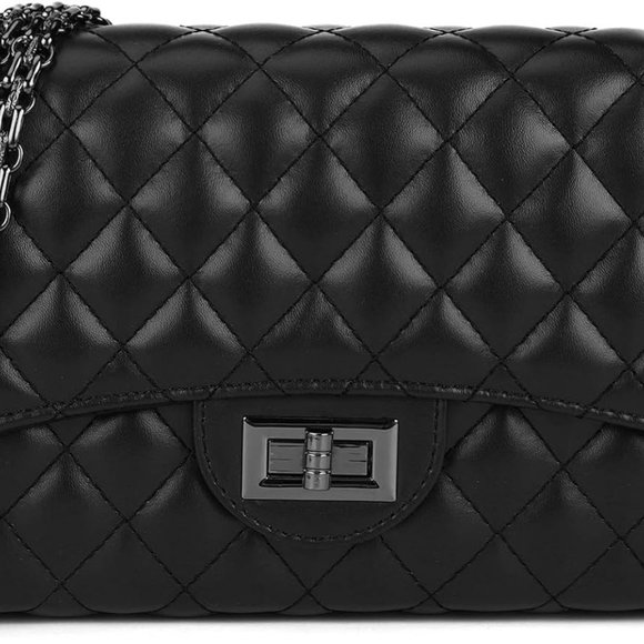 Quilted Crossbody Bags for Women Leather Ladies Shoulder Purses with Chain Strap - Picture 1 of 6